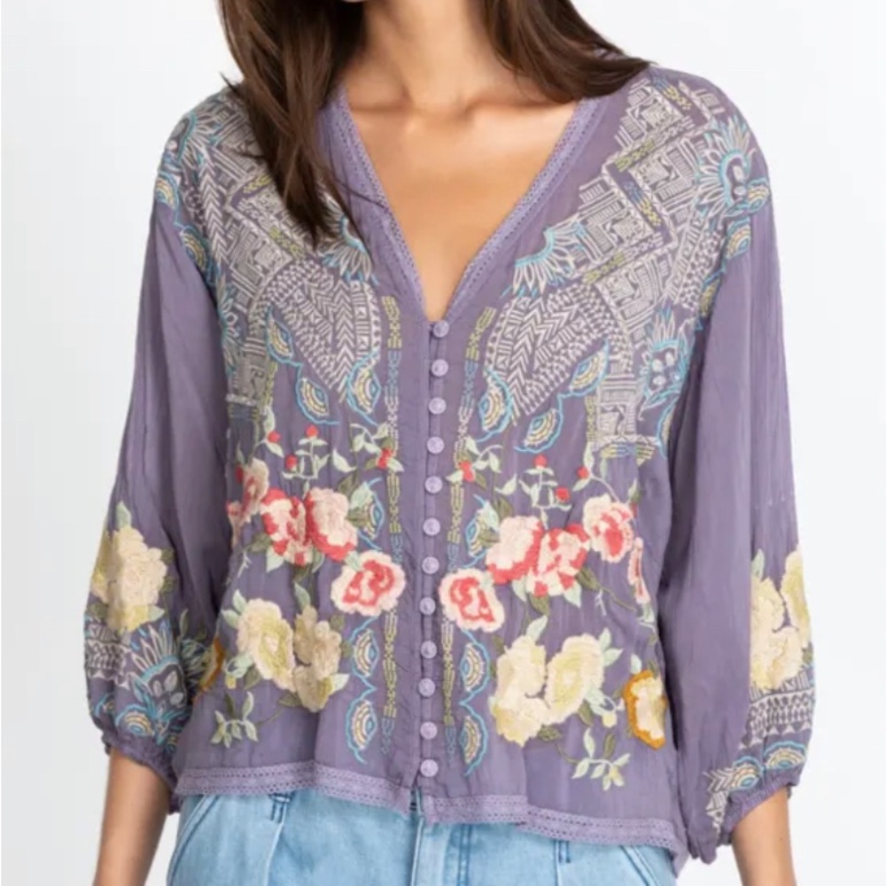 5🌟Rated!! Johnny Was Lilac Blouse